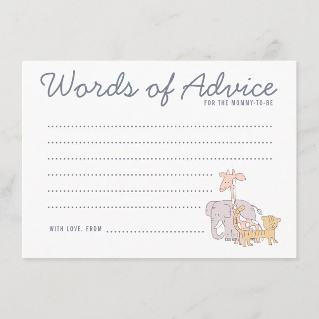 Conselho Cartão de Chá de fraldas para Animais Safari Selva (Frente)