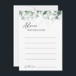 Conselho Cartão de Conselheiro para Casamento Branco Modern<br><div class="desc">Este moderno cartão verde-branco de conselho de casamento apresenta uma fácil mistura e combinar estilos de coordenação em preto-e-branco com elementos verdes delicados, acrescentando um florescimento gracioso em torno de uma simples tipografia sofisticada e um belo roteiro de caligrafia. A aquarela eucalipto e outras folhas botânicas se espalham lindamente, com...</div>