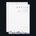 Conselho Cartão de Conselheiro para Casamento da Montanha d<br><div class="desc">Este cartão de conselho de casamento da Montanha de inverno é o que você tem procurado para completar seu simples casamento rústico. Projetado com uma aquarela cor rosa e azul pastel que se mistura lindamente em marinhos e realces esbranquiçados que capturam perfeitamente uma noite na natureza. É certo que juntará...</div>