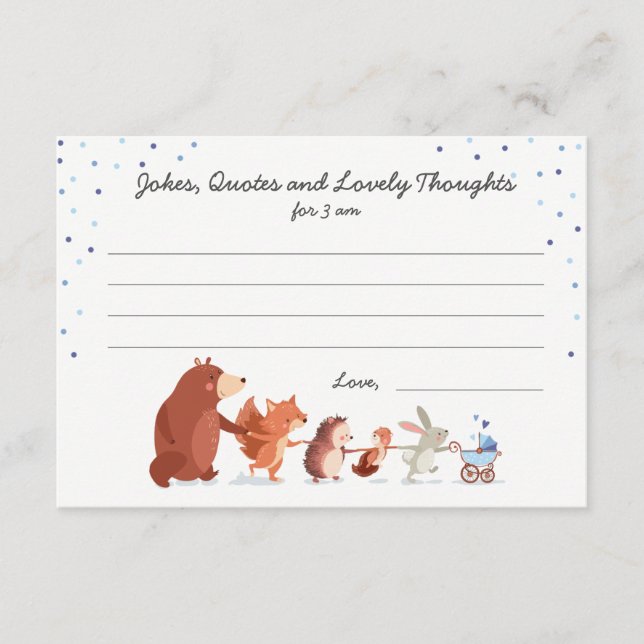 Conselho Cartão de Fralda azul do Woodland chá de fraldas B (Frente)