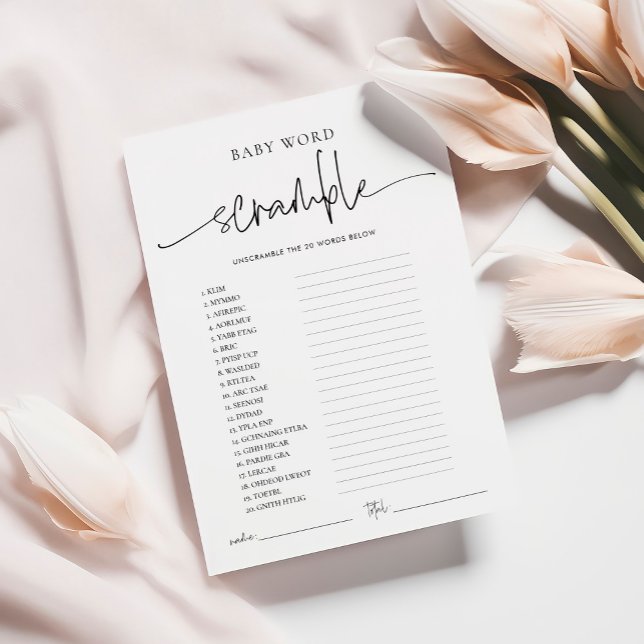 Conselho Cartão de Jogo do Chá de fraldas do Word Scramble  (Criador carregado)