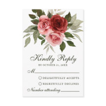 Cartão de Resposta de Casamento Floral Aquarela co