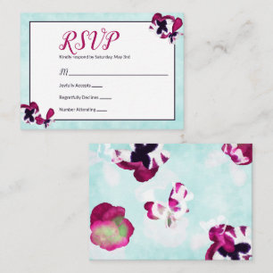 Conselho Cartão de RSVP Magenta Rosa Pensées e Turquesa