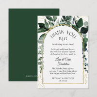 Casamento de Modern Greenery Cartão de doação de f