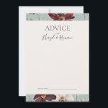 Conselho Cobre Burgundy | Cartão de conselheiro especial<br><div class="desc">Esta flor silvestre de cobre | o cartão de conselho especial é perfeito para o seu casamento clássico, ruiva rustica, branco, marsala. Design apresenta uma coroa boêmica ou um buquê de cor aquática roxa, vermelha, cinza e flores rosadas cor-de-rosa, juntamente com laranja queimada e verde-ouro. Apresentados no design são papas...</div>