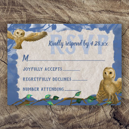 Conselho Corujas, Cartão RSVP de Bar Azul e Beige Mitzvah