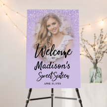 Conselho de boas-vindas do Purple Glitter Sweet 16