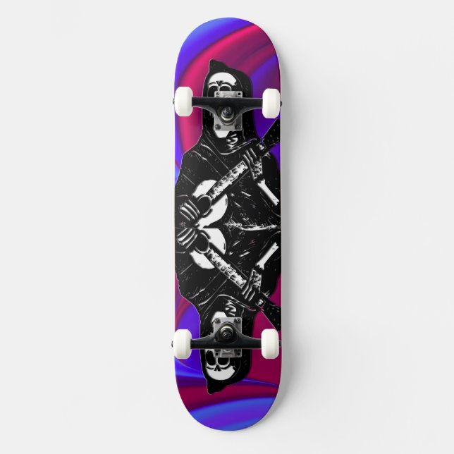 Conselho de Skate Roxo da Guitar Skelet (Frente)
