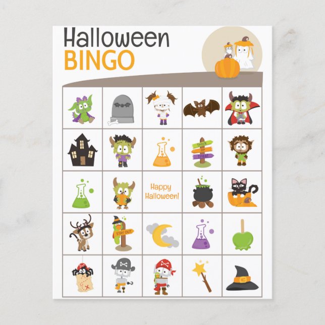 Conselho Ghost e BINGO Adorável do Halloween! (Frente)