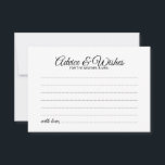 Conselho Guia de Casamento de Script Elegante e Cartão de D<br><div class="desc">Adicione um toque pessoal ao seu casamento com um conselho de casamento elegante e um cartão de desejos. Este cartão de conselho apresenta o título no estilo de fonte elegante e preto da caligrafia moderna e detalhes no estilo de fonte sans serif preto em fundo branco. Perfeito para casamento, chá...</div>