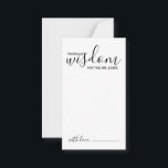 Conselho Recomendação e Cartão de Desejo de Casamento de Sc<br><div class="desc">Adicione um toque pessoal ao seu casamento com um moderno guião de casamento e um cartão de desejos. Este cartão de conselho apresenta o título 'palavras de sabedoria' com detalhes no script preto e no estilo de fonte sans serif em fundo branco. Perfeito para casamento, chá de fraldas, festa de...</div>