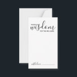 Conselho Recomendação e Cartão de Desejo de Casamento de Sc<br><div class="desc">Adicione um toque pessoal ao seu casamento com um moderno guião de casamento e um cartão de desejos. Este cartão de conselho apresenta o título 'palavras de sabedoria' com detalhes no script preto e no estilo de fonte sans serif em fundo branco. Perfeito para casamento, chá de fraldas, festa de...</div>