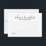 Conselho Recomendação e Cartão de Desejo de Casamento de Sc<br><div class="desc">Adicione um toque pessoal ao seu casamento com um moderno conselho de casamento e um cartão de desejos. Este cartão de conselho apresenta o título no estilo de fonte preto moderno da caligrafia e detalhes no estilo de fonte preto moderno sans serif em fundo branco. Perfeito para casamento, chá de...</div>