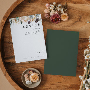 Conselho White Floral   Cartão de Aviso de Casamento Verde 