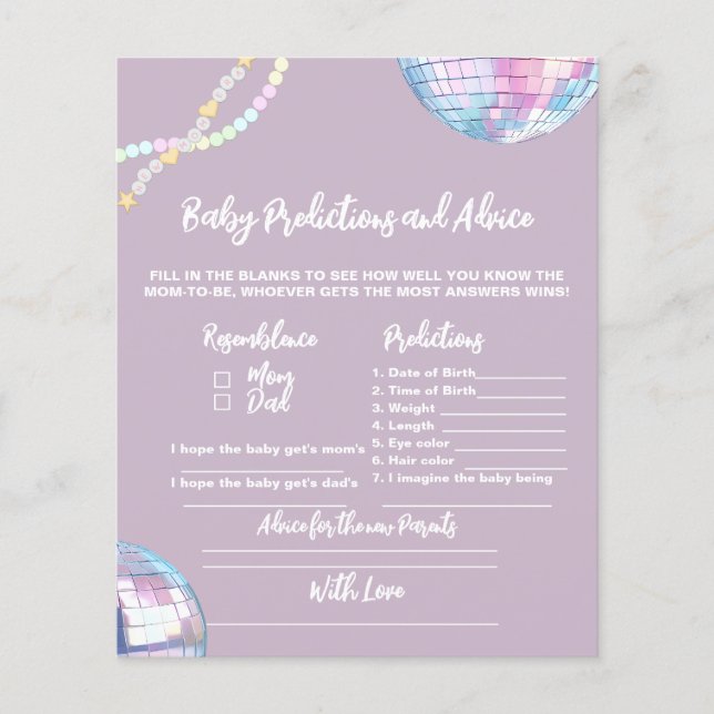 Conselhos de chá de fraldas da era mãe para o jogo (Frente)