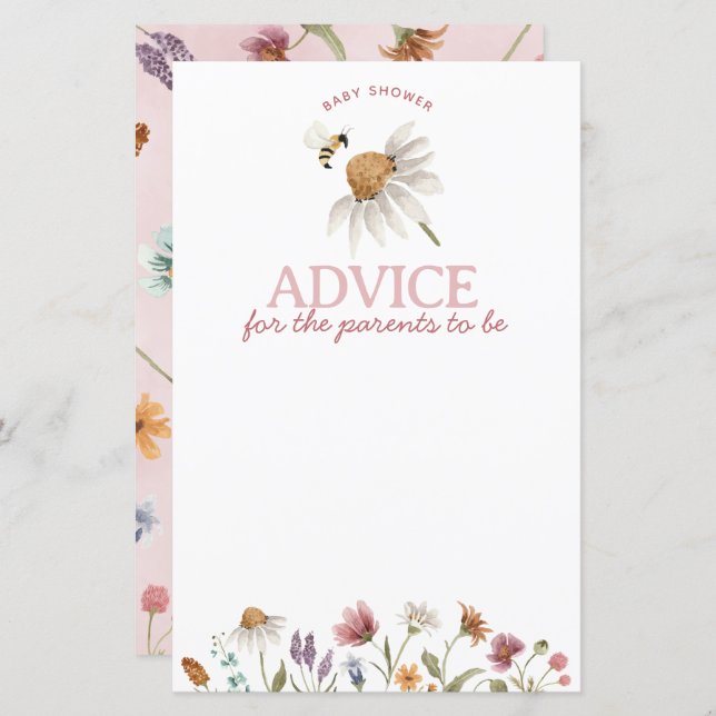 Conselhos de Chá de fraldas de Flores Selvagens pa (Frente/Verso)