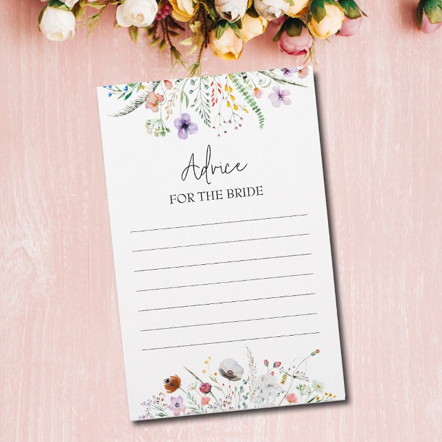 Conselhos de Chá de panela de Flores Selvagens par (Wildflowers bridal shower Advice for the Bride cards)