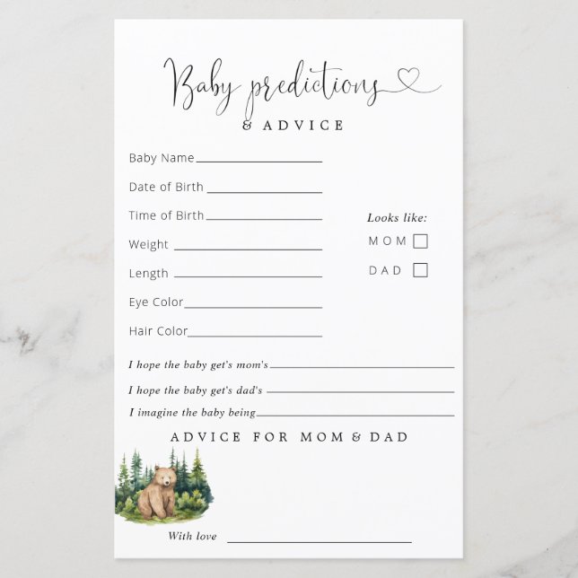 Conselhos de Previsões para Chás de Bebê na Flores (Frente)