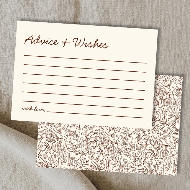 Conselhos & Desejos Brown Convite de Chá de Noiva  (Advice & Wishes Brown Handwritten Bridal Shower Note Card)