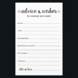Conselhos e Desejos<br><div class="desc">Esses simples, preto e branco, modernos, mínimos, guião manuscrito Os lençóis Advice & Wish são perfeitos para ter chá de panela, janto de ensaio ou convidados de casamento preenchidos para o casal feliz. As pessoas vão adorar ter as ordens - tornam tão fácil deixar palavras amáveis de conselhos e de...</div>