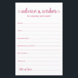 Conselhos e Desejos<br><div class="desc">Estas folhas simples, cor-de-rosa e branca, modernas, mínimas, escritas à mão, Advice & Wish são perfeitas para ter chá de panela, janto de ensaio ou convidados de casamento a preencher para o casal feliz. As pessoas vão adorar ter as ordens - tornam tão fácil deixar palavras amáveis de conselhos e...</div>