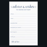 Conselhos e Desejos<br><div class="desc">Estas folhas simples, empoeiradas, azuis e brancas, modernas, mínimas, escritas à mão, Advice & Wish são perfeitas para ter chá de panela, janto de ensaio ou convidados de casamento a preencher para o casal feliz. As pessoas vão adorar ter as ordens - tornam tão fácil deixar palavras amáveis de conselhos...</div>
