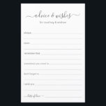 Conselhos e Desejos<br><div class="desc">Estas cinzas simples, brancas, modernas, mínimas, escritas à mão, as folhas Advice & Wish são perfeitas para ter chás de panela, janto de ensaio ou convidados de casamento a preencher para o casal feliz. As pessoas vão adorar ter as ordens - tornam tão fácil deixar palavras amáveis de conselhos e...</div>