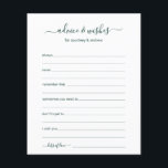 Conselhos e Desejos<br><div class="desc">Estes lençóis de Advice & Wish, simples, teal e branco, modernos, mínimos, manuscritos, são perfeitos para ter chá de panela, janto de ensaio ou convidados de casamento preenchidos para o casal feliz. As pessoas vão adorar ter as ordens - tornam tão fácil deixar palavras amáveis de conselhos e de bons...</div>
