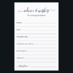 Conselhos e Desejos<br><div class="desc">Estas folhas simples, marinho, azul e branca, modernas, mínimas, escritas à mão, Advice & Wish são perfeitas para ter chás de panela, janto de ensaio ou convidados de casamento a preencher para o casal feliz. As pessoas vão adorar ter as ordens - tornam tão fácil deixar palavras amáveis de conselhos...</div>