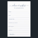 Conselhos e Desejos<br><div class="desc">Estas folhas simples, empoeiradas, azuis e brancas, modernas, mínimas, escritas à mão, Advice & Wish são perfeitas para ter chá de panela, janto de ensaio ou convidados de casamento a preencher para o casal feliz. As pessoas vão adorar ter as ordens - tornam tão fácil deixar palavras amáveis de conselhos...</div>