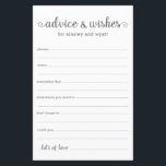 Conselhos e Desejos<br><div class="desc">Estas cinzas simples, brancas, modernas, mínimas, escritas à mão, as folhas Advice & Wish são perfeitas para ter chás de panela, janto de ensaio ou convidados de casamento a preencher para o casal feliz. As pessoas vão adorar ter as ordens - tornam tão fácil deixar palavras amáveis de conselhos e...</div>