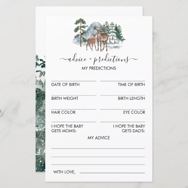 Conselhos e previsões Jogo do Chá de fraldas de in (Frente/Verso)