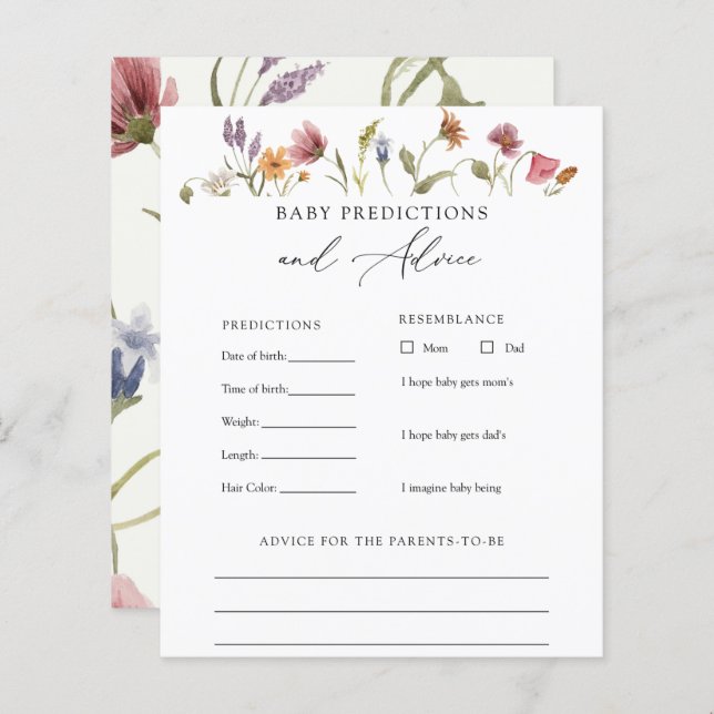 Conselhos e Previsões sobre Bebês de Flor Selvagem (Frente/Verso)