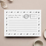 Conselhos para a Noiva Cartão Postal Aéreo<br><div class="desc">Um lindo conjunto de lembranças para a noiva, este design simples e minimalista inspirado em correio aéreo permite que os convidados escrevam mensagens sinceras para você antes do seu dia de casamento! Com texto totalmente personalizável neste design, você pode personalizar cada detalhe do cartão postal para se adequar a você,...</div>