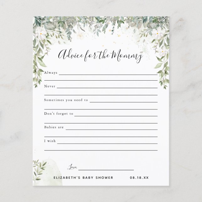 Conselhos para as Mamães | Jogo Chá de fraldas (Frente)