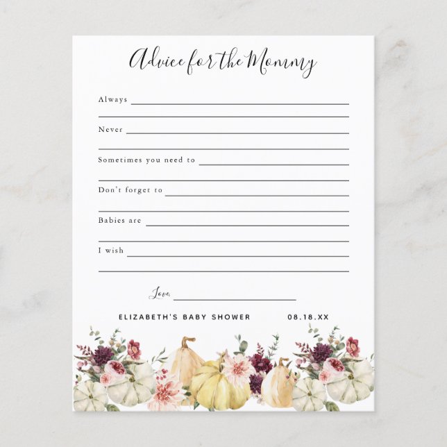 Conselhos para as Mamães | Jogo Chá de fraldas (Frente)