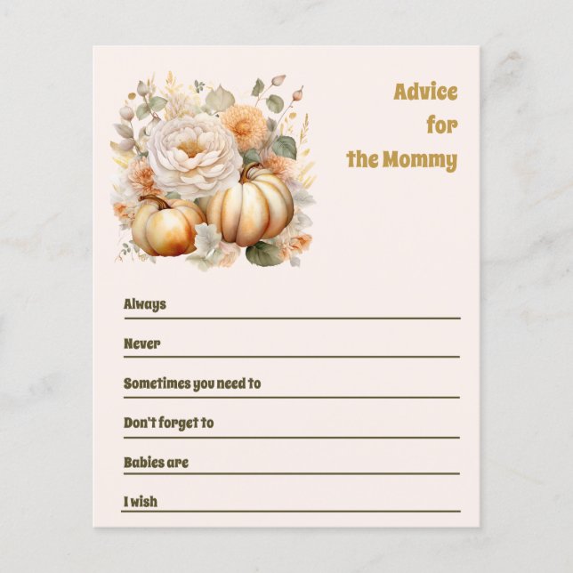 Conselhos para chás de fraldas de mamãe (Frente)