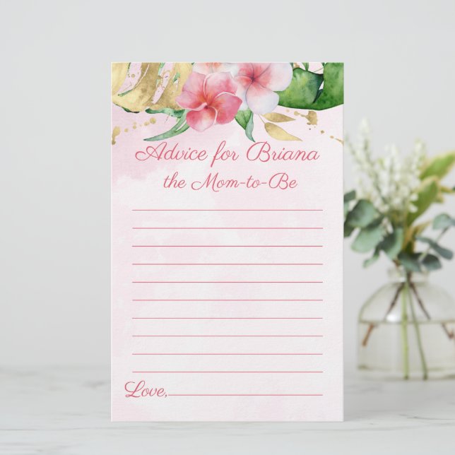 Conselhos sobre Jogos de Chá de fraldas Tropicais  (Em pé/Frente)