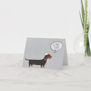 Consiga um bom cartão em breve - Dachshund em enfe