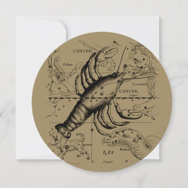 Constelação cancer Hevelius 1690 de junho de 21 a  (Frente)