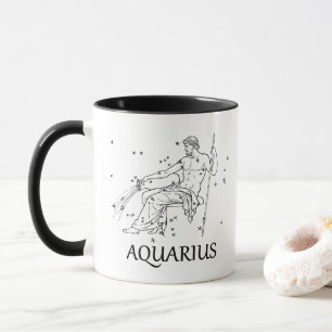 Constelação da astrologia do Aquário e caneca dos