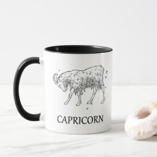 Constelação da astrologia do Capricórnio e caneca