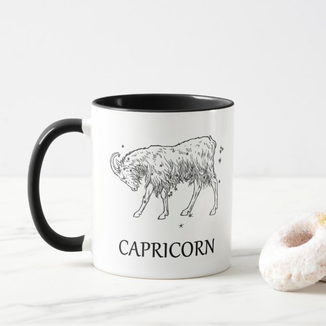 Constelação da astrologia do Capricórnio e caneca (Com Donut)