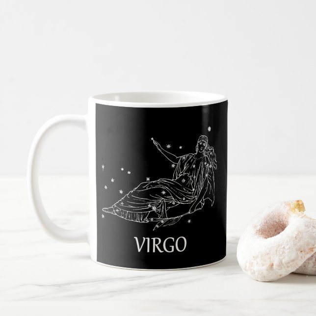 Constelação da astrologia do Virgo e caneca preta (Com Donut)