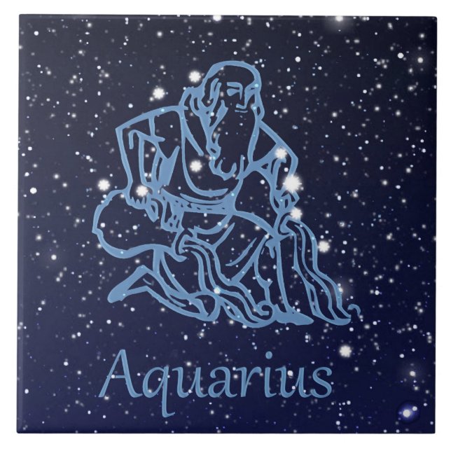 Constelação de Aquarius e Sinal de Zodíaco com Est (Frente)