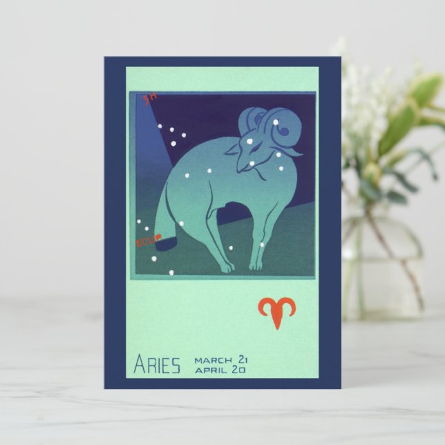 Constelação de Aries Ram, Astrologia Zodiac Vintag (Em pé/Frente)