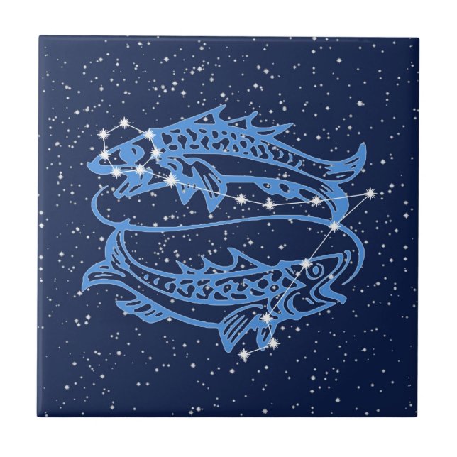 Constelação de Peixes e Signo Solar com Estrelas (Frente)