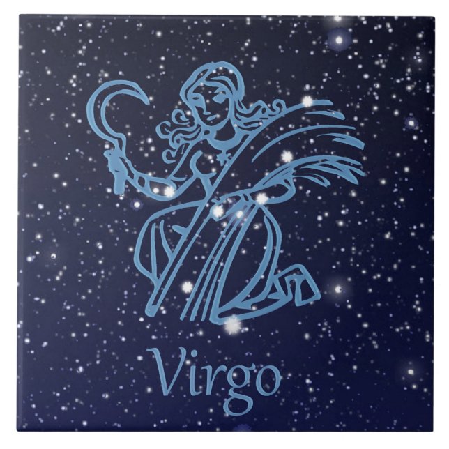 Constelação de Virgem e Sinal Zodiac com Estrelas (Frente)