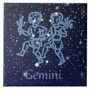 Constelação Gemini e Sinal Zodíaco com Estrelas