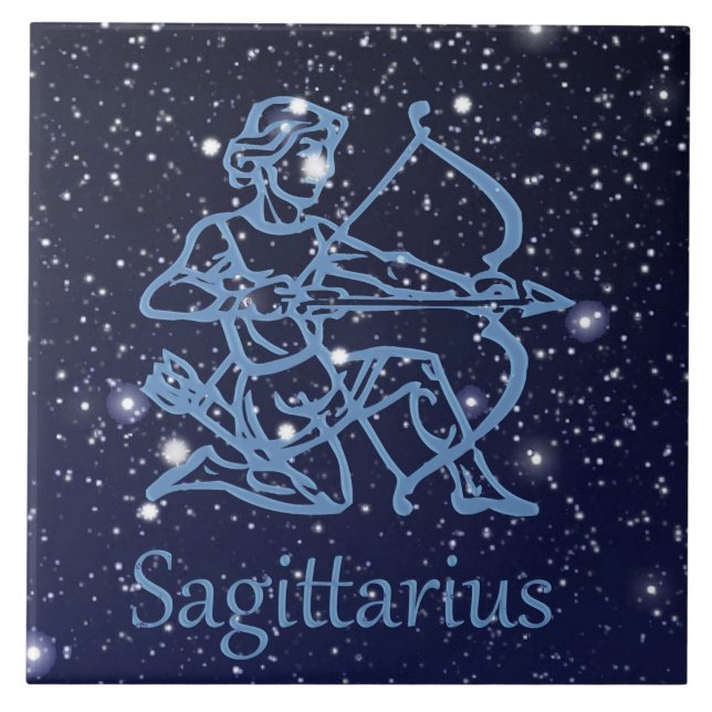 Constelação Sagitário e Sinal Zodiac com Estrelas (Frente)